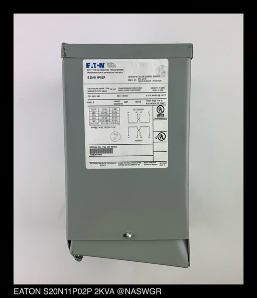 Eaton S20N11P02P Dry Type Distribution Transformer - 240x480:120/240v