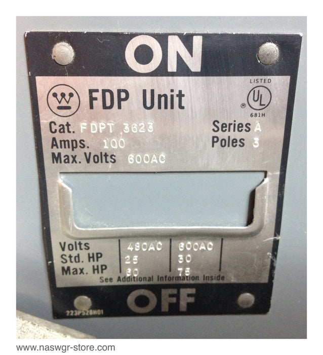 FDPT3623 ~ Westinghouse FDPT3623 Panelboard Switch ~ 100 Amp