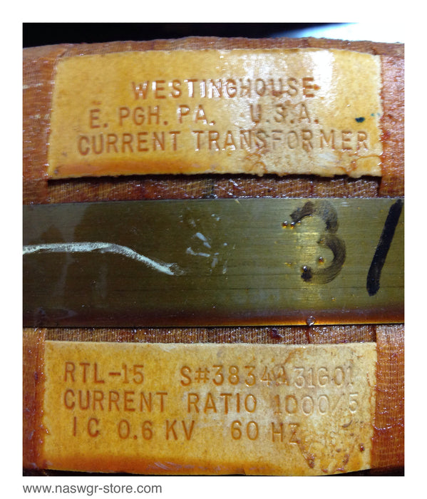 Westinghouse RTL-15 3834A36G01 Current Transformer