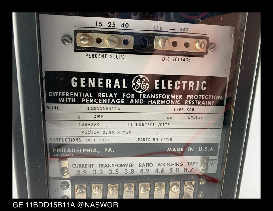 GE 12BDD15B11A Transformer Differential Relay - 5 Amp