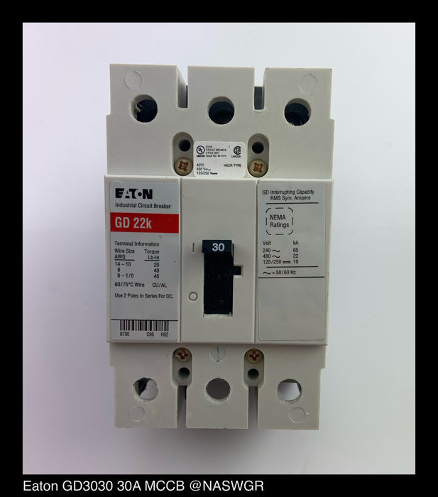 Eaton GD3030 Molded Case Circuit Breaker - 30 Amp - Unused Surplus