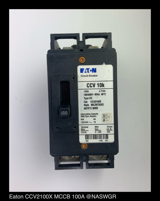 Eaton CCV2100X Molded Case Circuit Breaker - 100 Amp - Unused