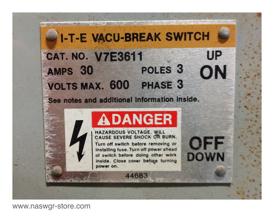 V7E3611 ~ ITE V7E3611 Vacu Break Panel Board Switch - 30 Amp