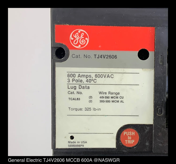 General Electric TJ4V2606 Molded Case Circuit Breaker - 600 Amp