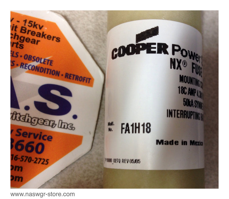 Cooper Power Systems FA1H18 NX Fuse 18 Amp 4.3 KV- Surplus