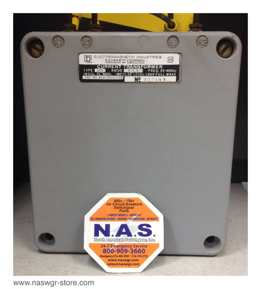 81X-0500-025 , Square D 81X-0500-025 Current Transformer , Type: 81X , Ratio: 5: 2.5 , Freq. 25-400 Hz. , 600 V , 81X0500025