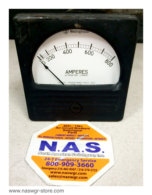 A-351 , Westinghouse A-351 Amperes Meter , 0-800 , Current Transformer Ratio 160/1 , 25-500 Cycles , A-351
