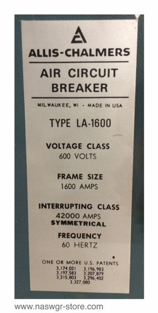Allis Chalmers LA-1600 Circuit Breaker (M/E/O,D/O) - 1600 Amp