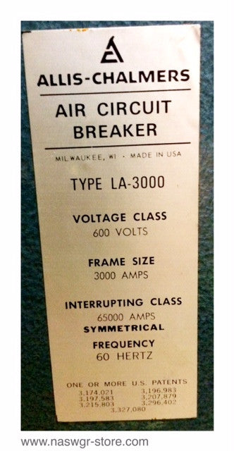 Allis Chalmers LA-3000 Circuit Breaker (M/E/O,D/O) - 3000 Amp