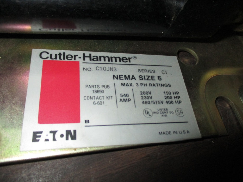 C10JN3 Cutler Hammer Nema 6 Magnetic Contactor