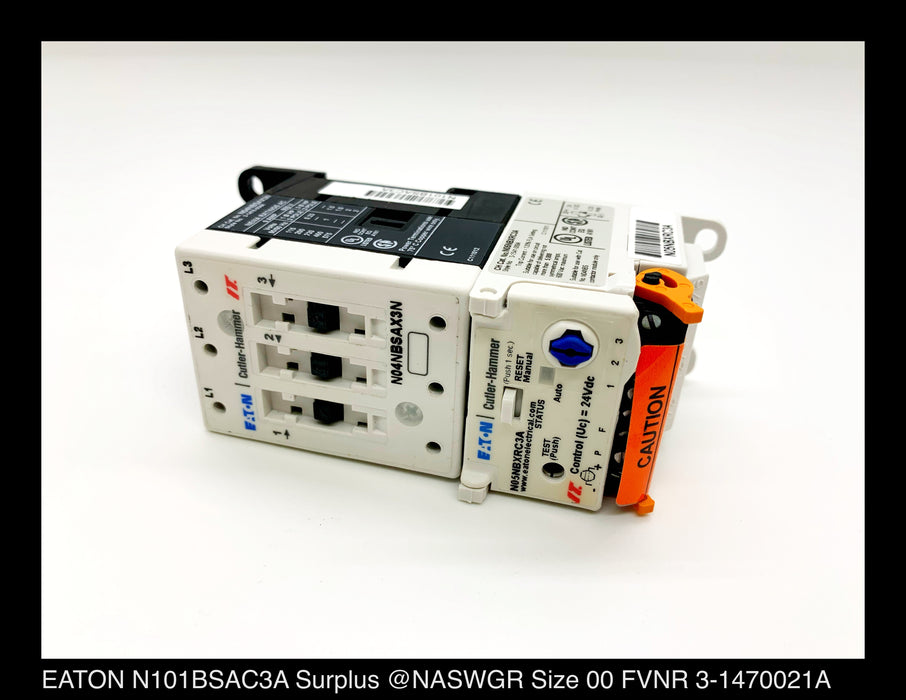 Eaton N101BSAC3A FVNR Starter Size 00 , 3-1470-021A - Surplus