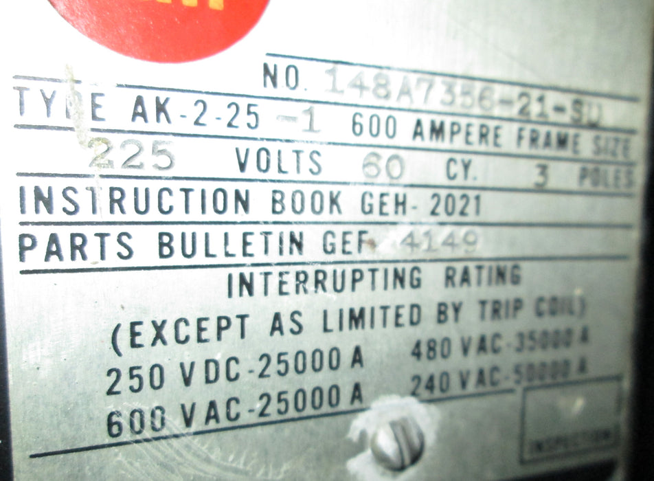 AK-2A-25-SPECIAL - General Electric Low Voltage Power Circuit Breaker