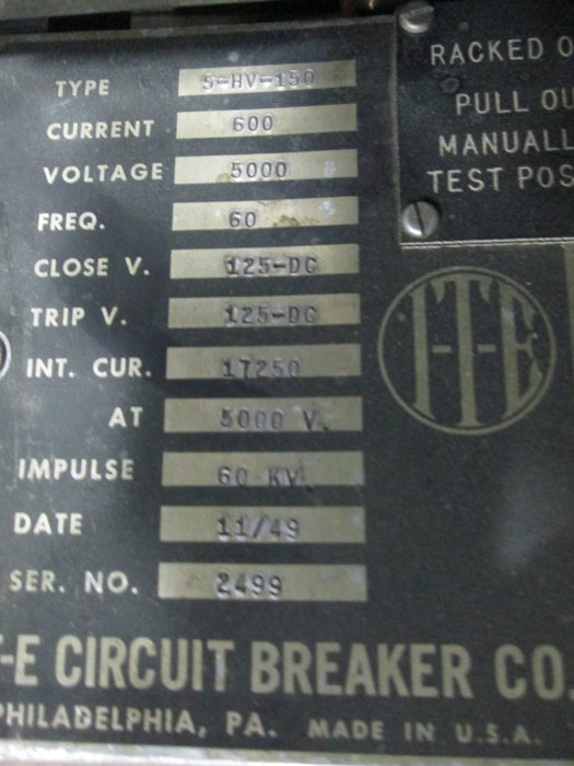 ITE 5HV150 Circuit Breaker (E/O.D/O) - 600 Amp