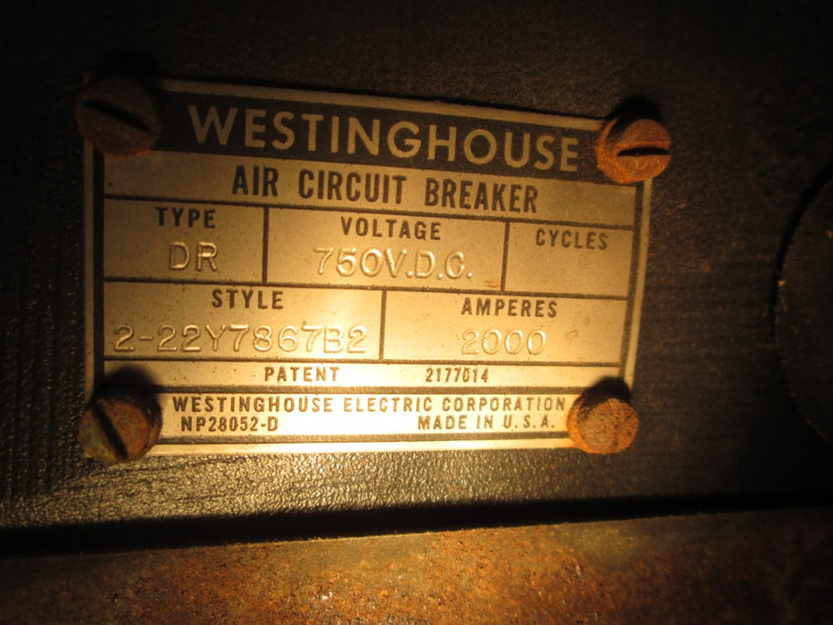 DR Westinghouse Air Circuit Breaker ~2000 amps