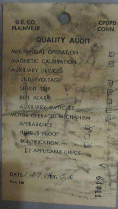 GE PowerBreak TPVVF5610E1 Circuit Breaker (E/O,B/I) - 1000 Amp