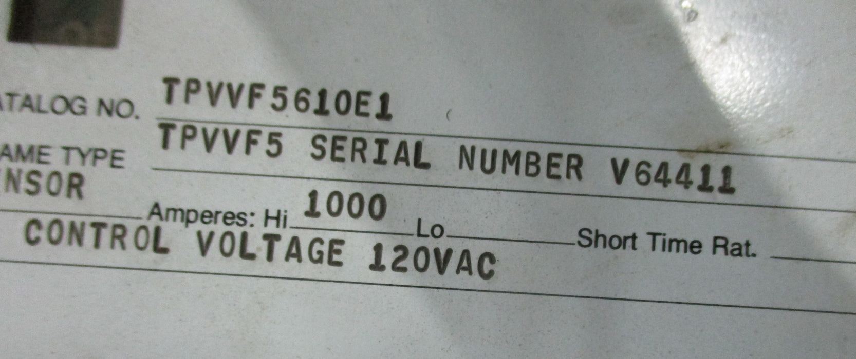 GE PowerBreak TPVVF5610E1 Circuit Breaker (E/O,B/I) - 1000 Amp