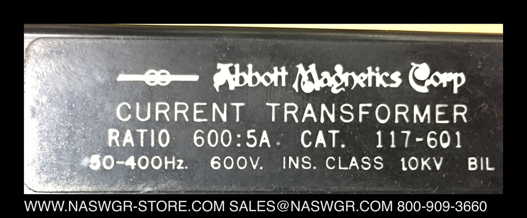ABBOTT 117-601 CT ~ ABBOTT MAGNETICS CORP 600:5 CURRENT TRANSFORMER