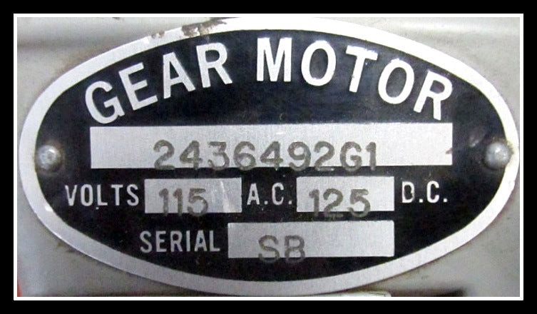 GE / Gear Motor 2436492G1 Magneblast Elevating Motor