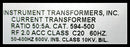 Instrument Transformers Inc. 594-500 Current Transformer
