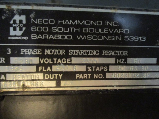 6823K52-8P - Neco Hammond Inc. - 3 Phase Motor Starting Reactor