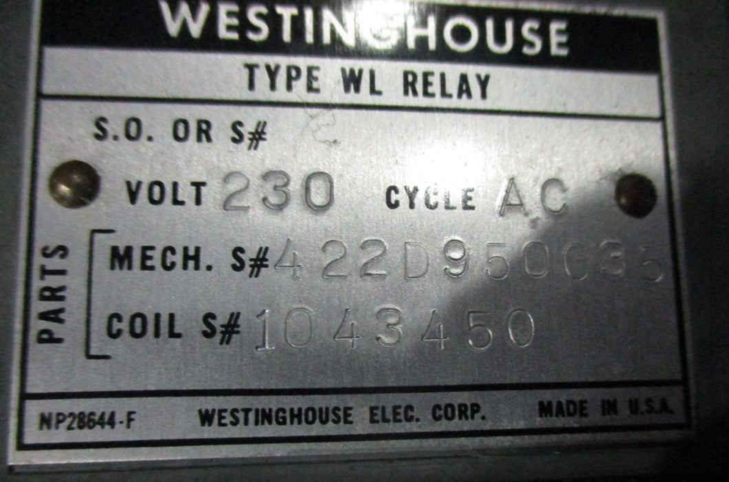 422D950G35 - Westinghouse - Triple Reset WL Relay 230VAC