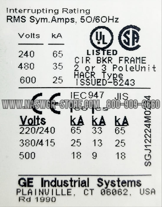 GE Spectra SGHC3604L4XX Circuit Breaker ~ 200 Amp