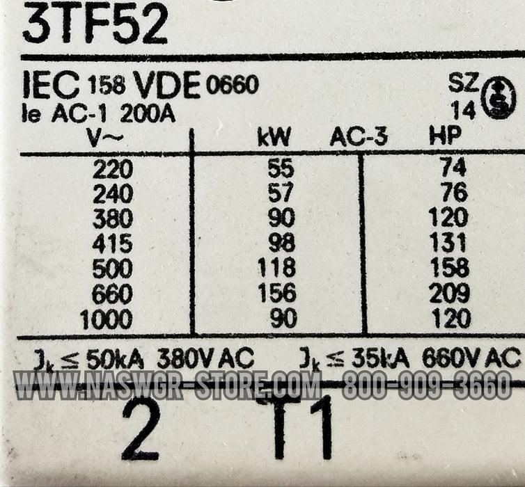 Siemens 3TF52 Contactor