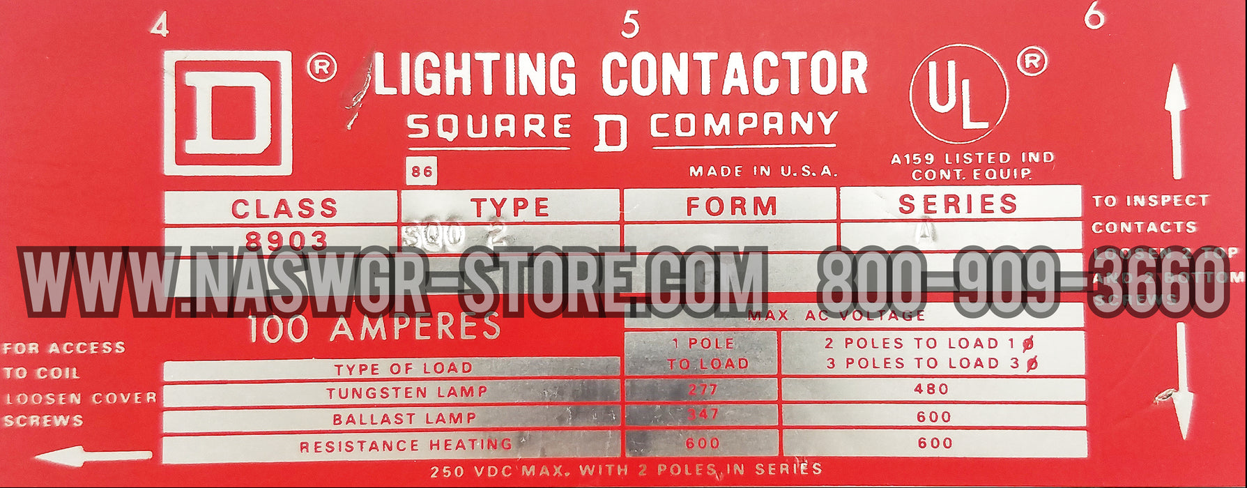 Square D 8903SQ02 Lighting Contactor