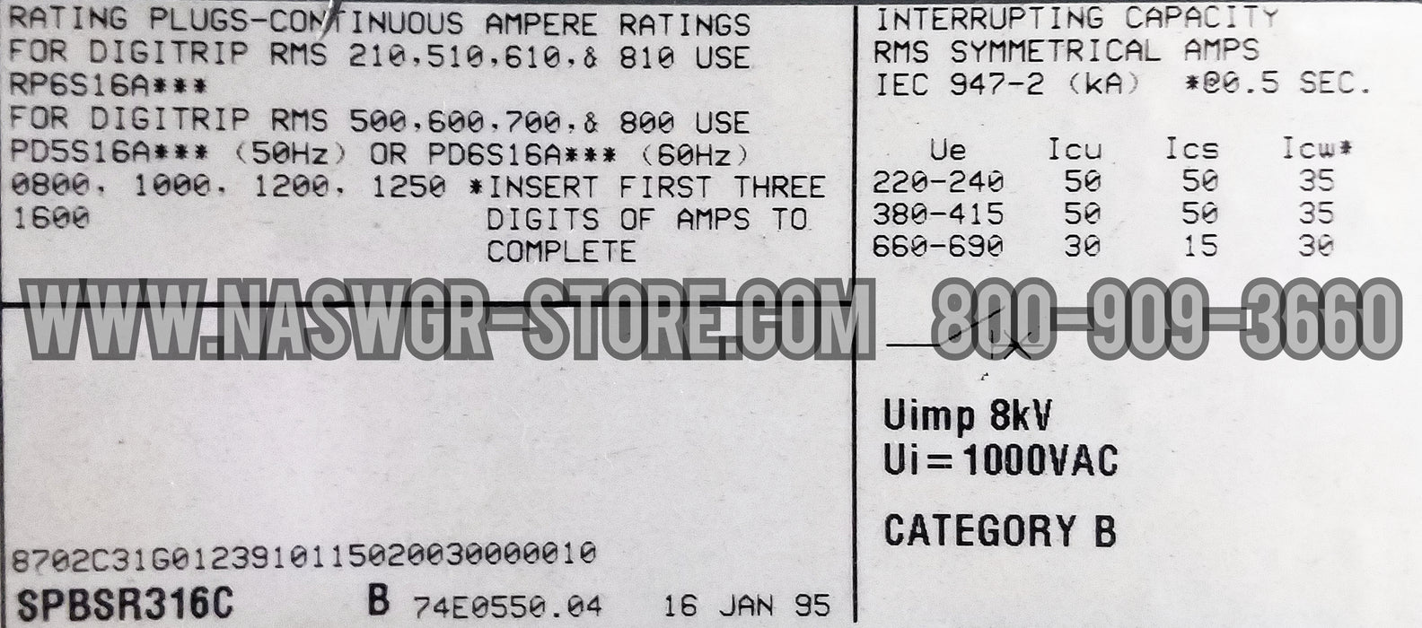 Westinghouse SPB-65 Circuit Breaker (M/O,D/O) - 1200 Amp