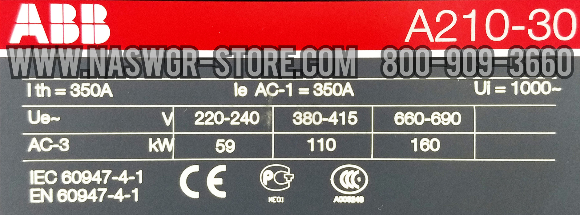 ABB A210-30 , A210-30-11-84 Contactor — North American Switchgear
