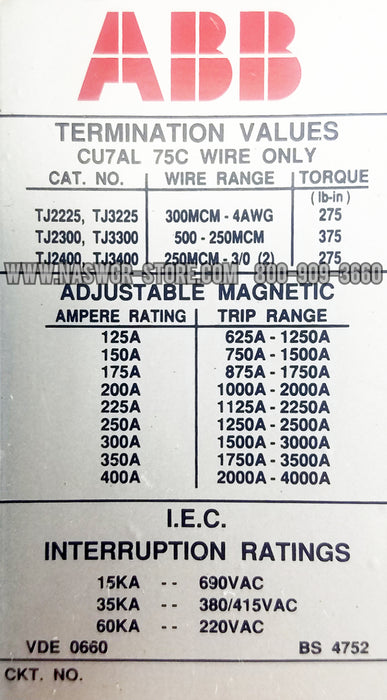 ABB JSB63400 Molded Case Circuit Breaker - 400 Amp