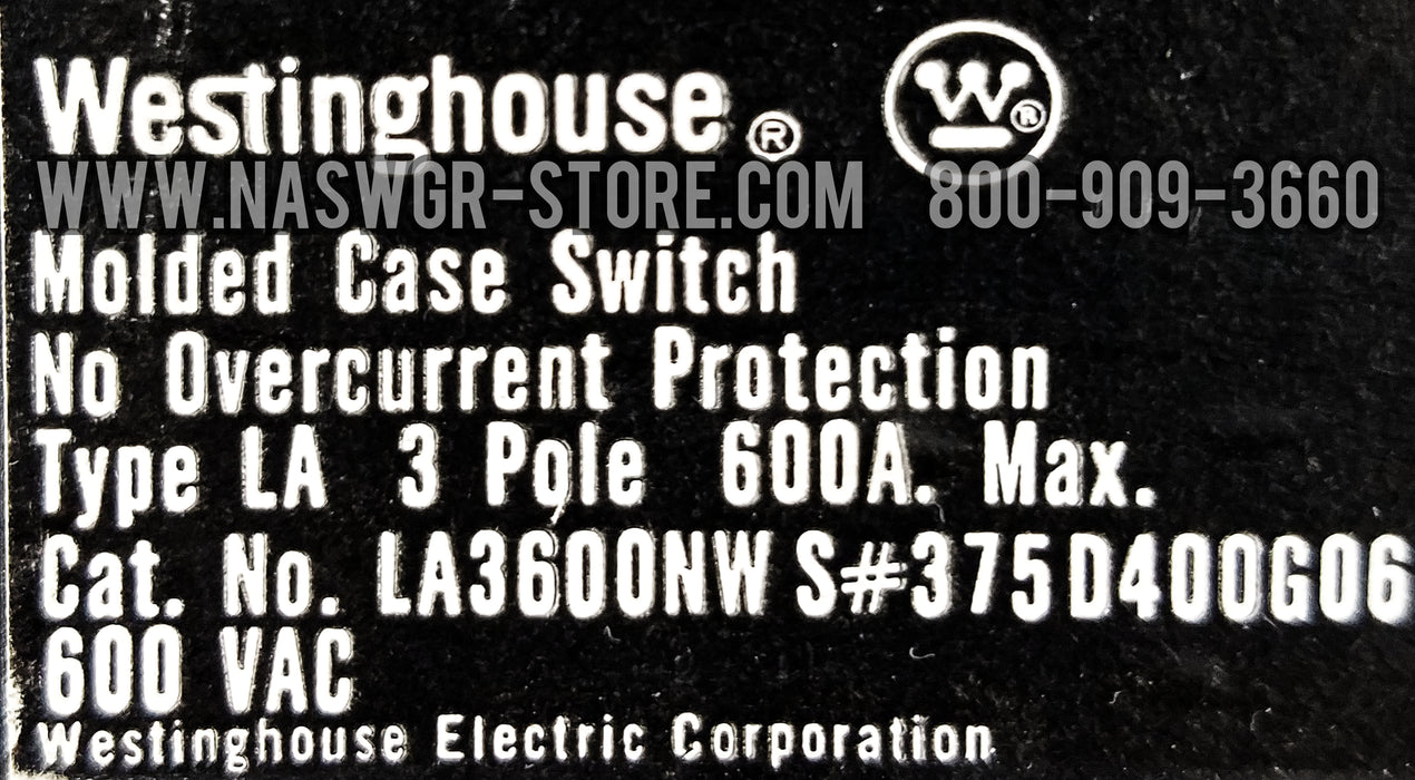 Westinghouse LA3600NW Molded Case Switch