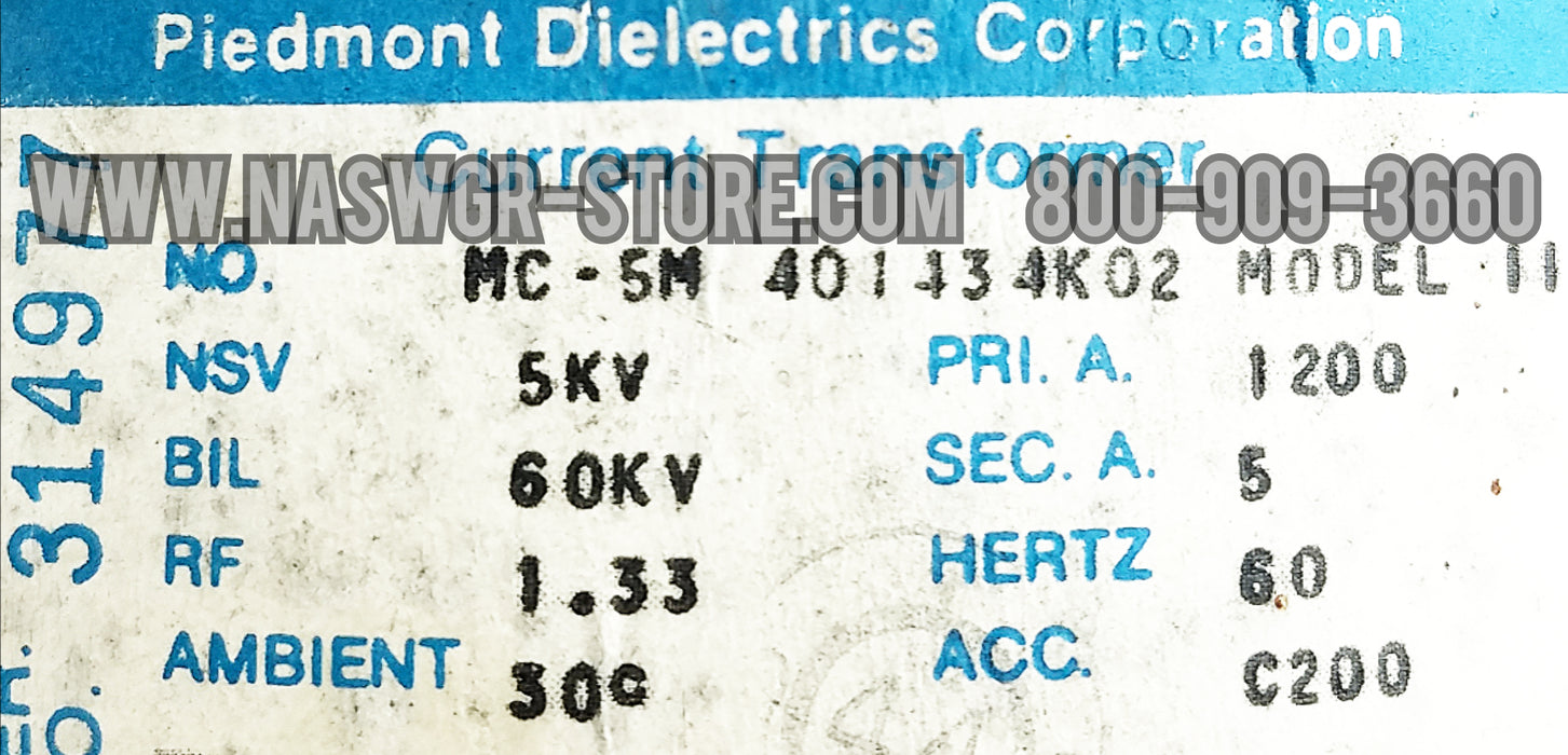 Piedmont Dielectrics Corporation MC-5M 1200:5 Current Transformer