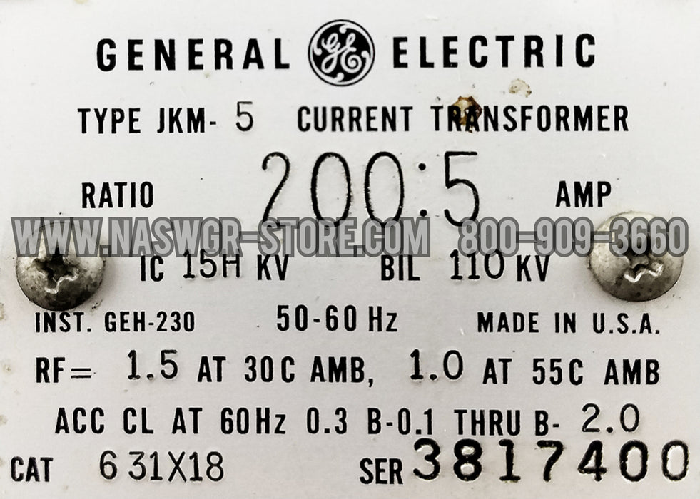 General Electric 631X18 200:1 Current Transformer