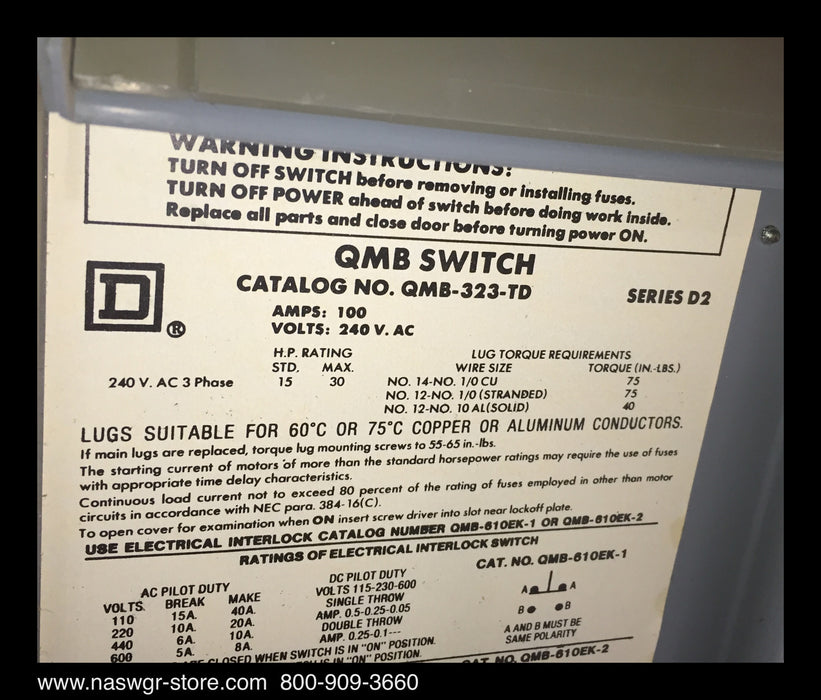 Square D QMB323TD Panel Board Switch ~ 100 Amp