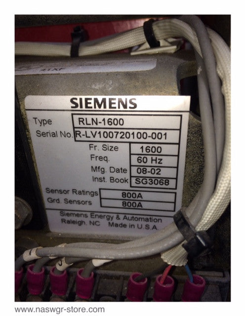 Siemens RLN-1600 Circuit Breaker (M/O,D/O) - 800 Amp