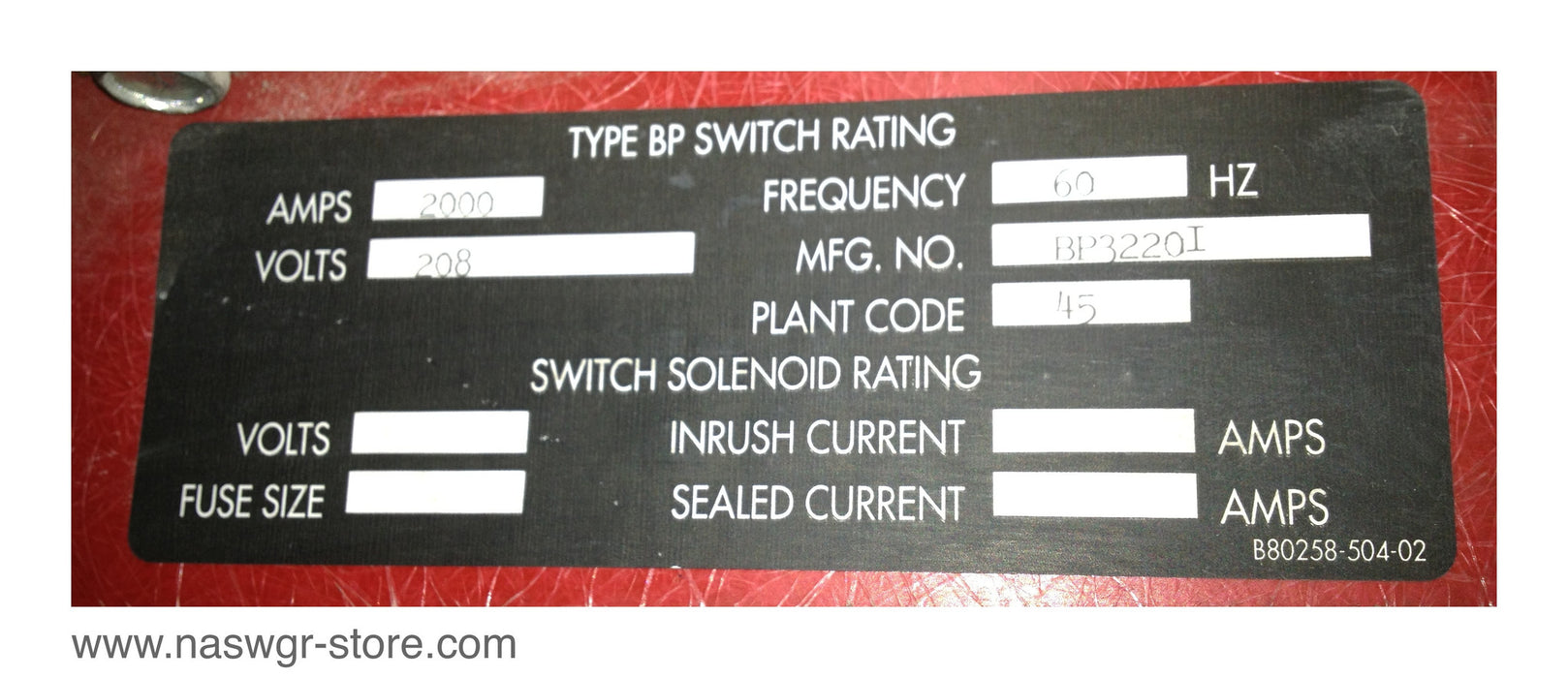BP3220I ~ Square D BP3220I Bolted Pressure Switch ~ 2000 Amp