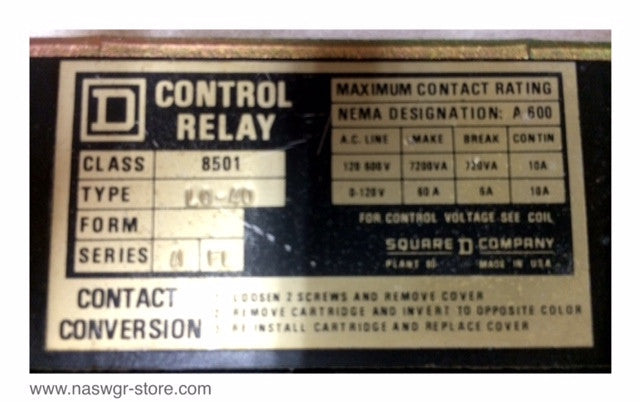 Square D L0-40 Control Relay