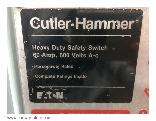 DH362FRK - Cutler Hammer DH362FRK Heavy Duty Safety Switch - 60A/600V/3P