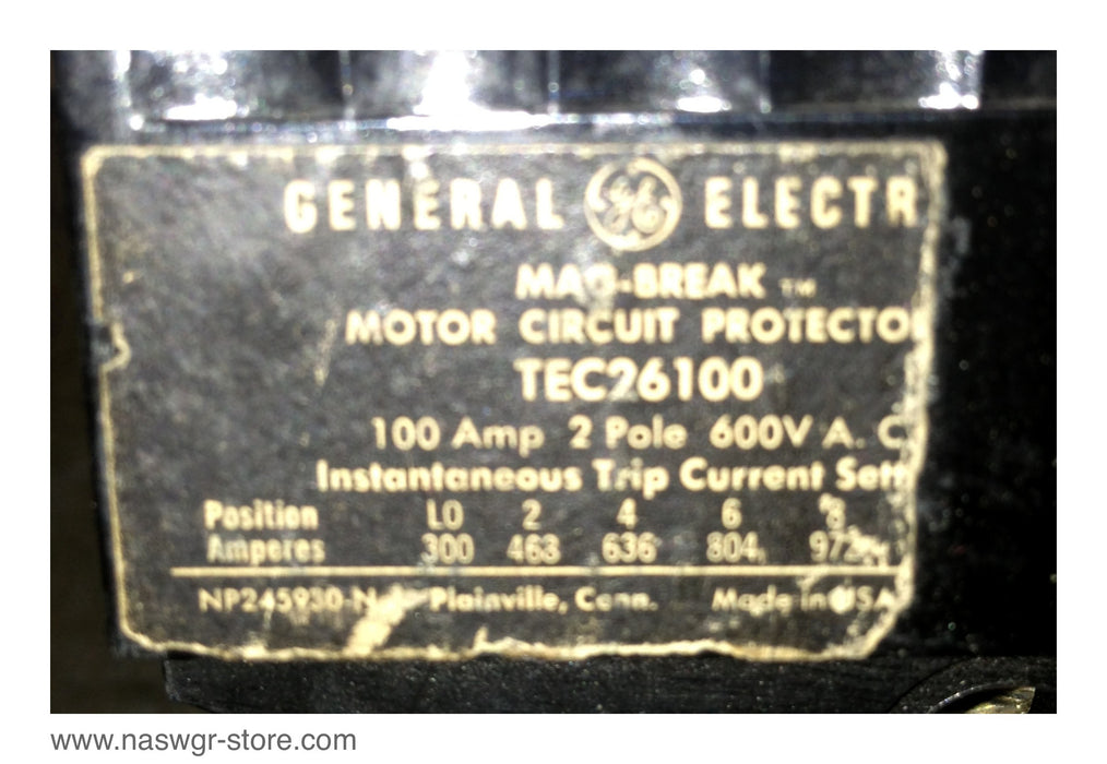 GE TEC26100 Circuit Breaker ~ 100 Amp