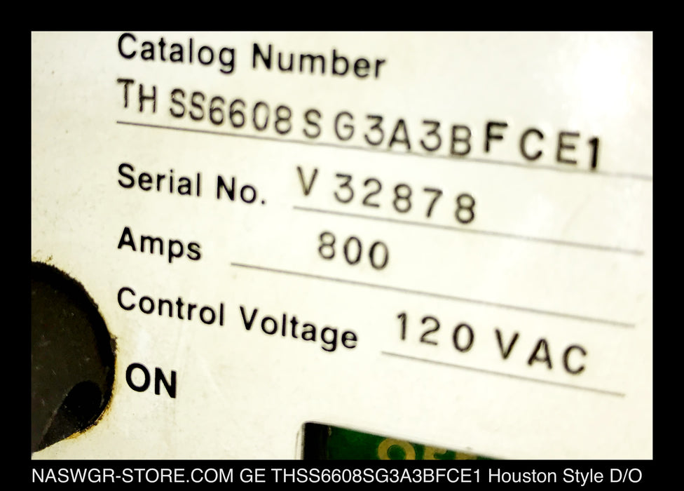 GE PowerBreak THSS6608SG3A3BFCE1 Circuit Breaker (E/O,D/O Houston Style) - 2000 Amp
