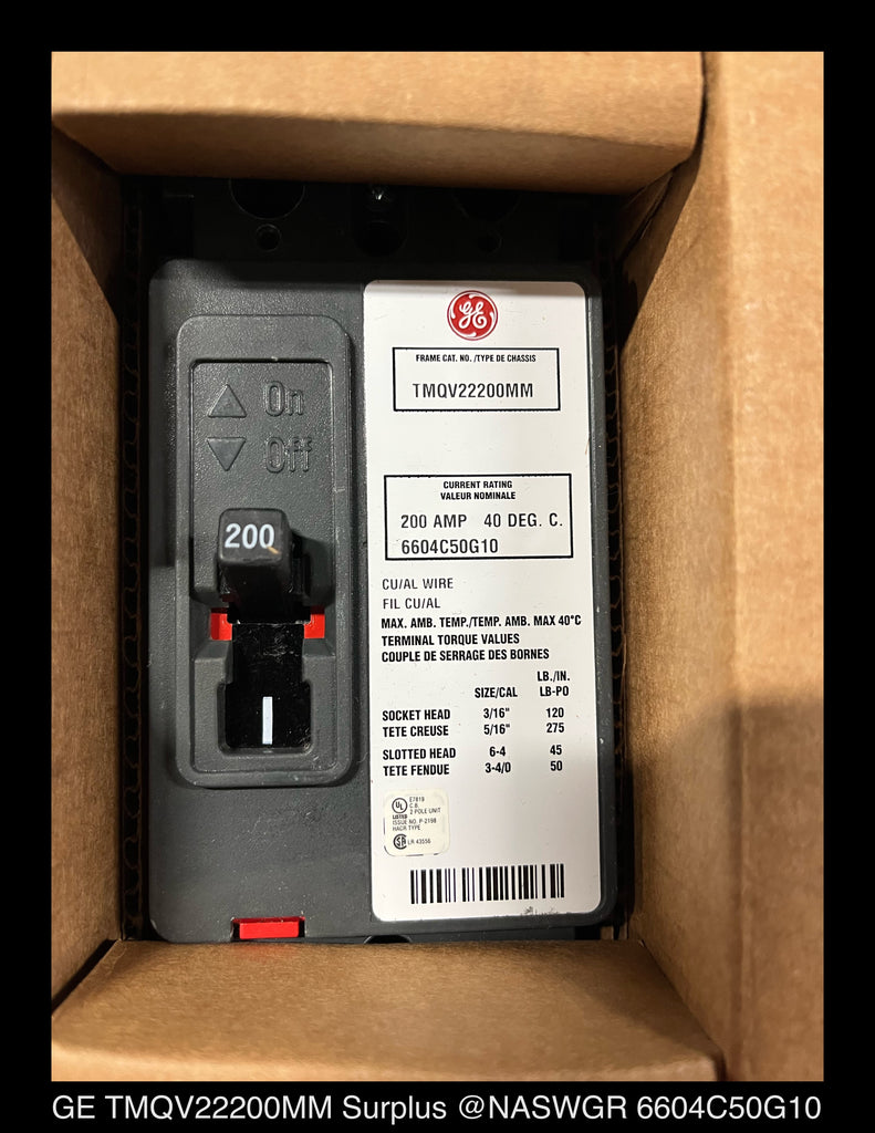 GE TMQV22200MM Molded Case Circuit Breaker - 200 Amp - Unused