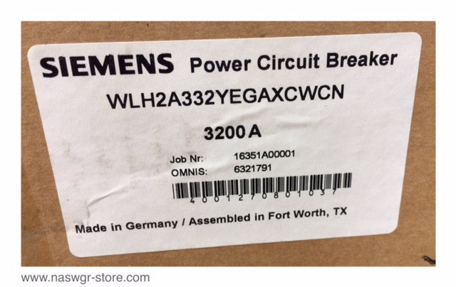 Siemens WL WLH2A332 Circuit Breaker (E/O,D/O) ~ 3200 Amp