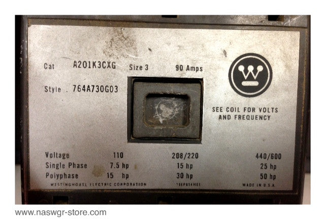 Westinghouse A201K3CXG Starter , Style: 764A730G03 , Size: 3