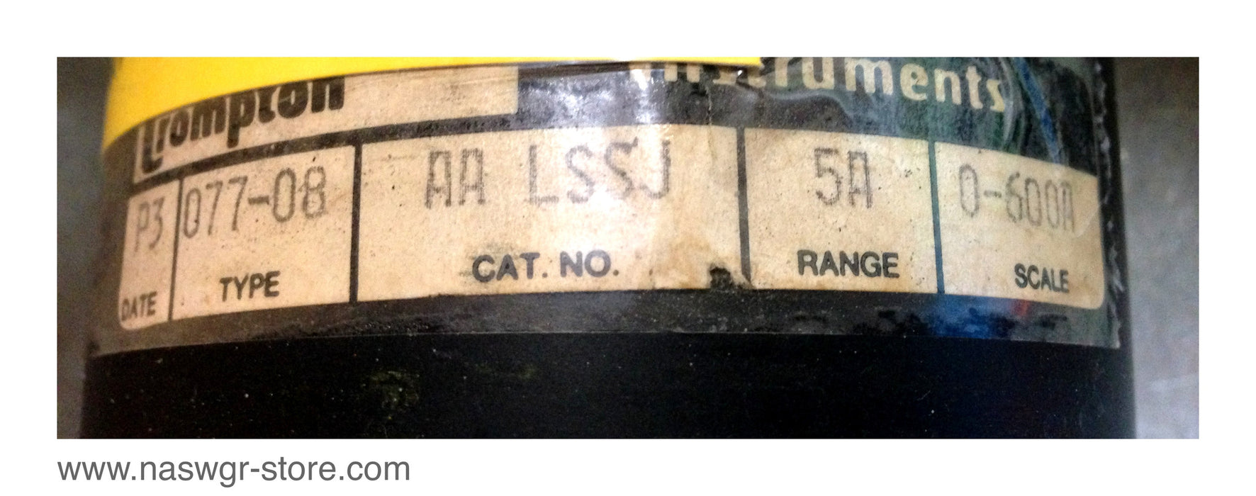 AALSSJ , Compton Instruments A-C Amperes Meter , 077-080 , CT. 120-1 , Range: 5A , Type: 077-08 , PN: AALSSJ