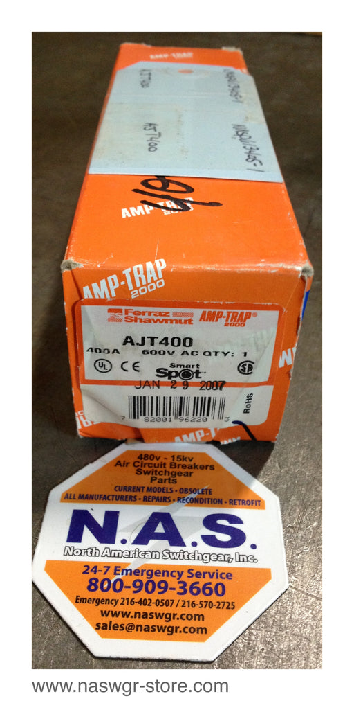 AJT400 , Ferraz Shawmut AJT-400 Fuse , 600 volt 400 amp AmpTrap fuse , unused surplus