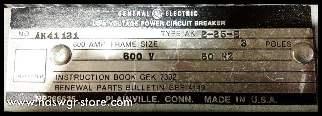 GE AK-2-25-E Circuit Breaker , GE AK-2-25 EO / DO