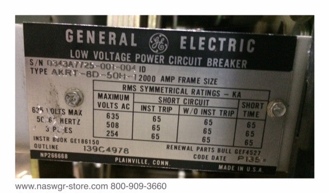 AKRT-8D-50H-1 ~ GE AKRT-8D-50H-1 Power Circuit Breaker ~ 2000 Amps