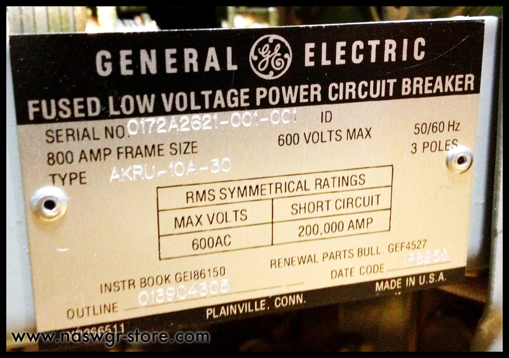 General Electric AKRU-10A-30 Circuit Breaker (E/O,D/O) - 800 Amp