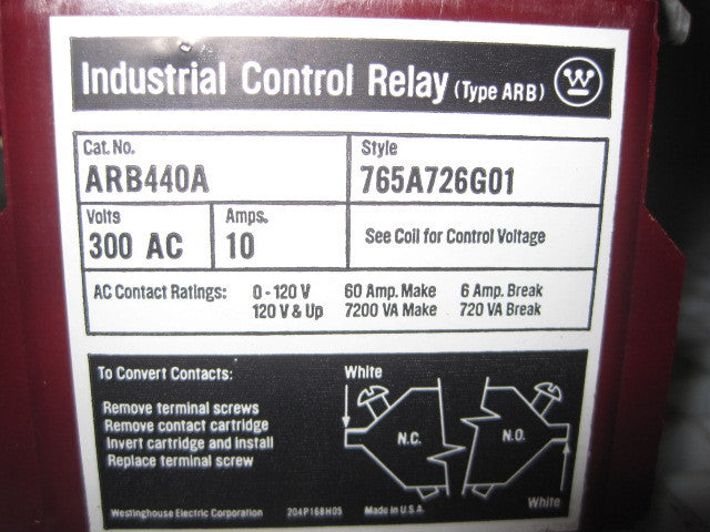 Westinghouse ARB440A Industrial Control Relay